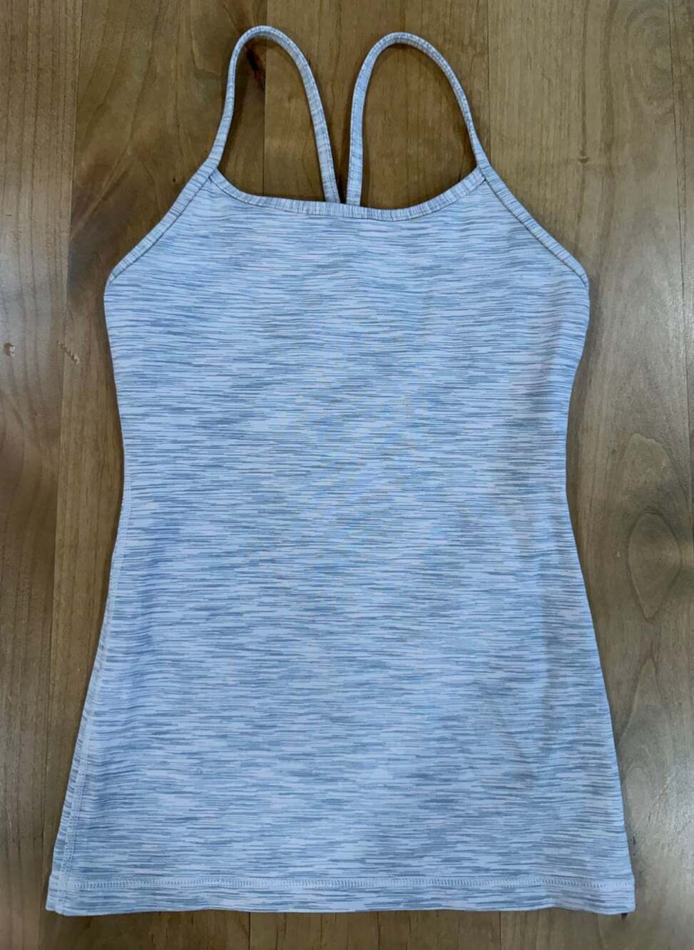 Lululemon Tank Top Space Dye White Gray Built-In Shelf Bra Size 2